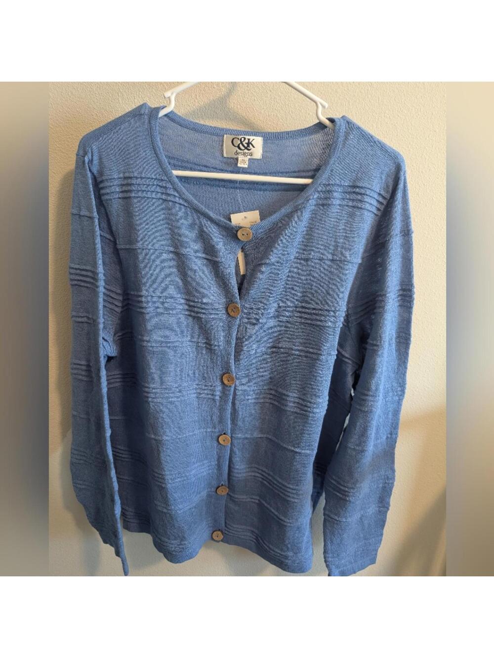 C&K Women's Blue Button Up Cardigan XL NEW with Tags Long Sleeve Y2K 90s Style
